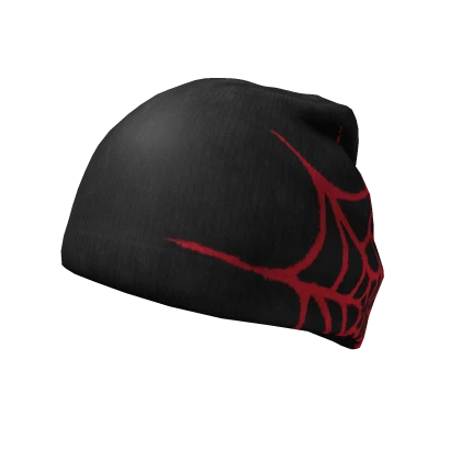 SPIDER WEB BEANIE -- RED/BLACK