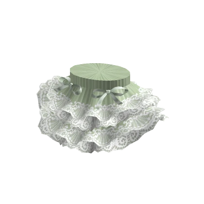 Ruffle Ribbon Lace Skirt Green White