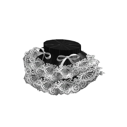 Ruffle Ribbon Lace Skirt Black White