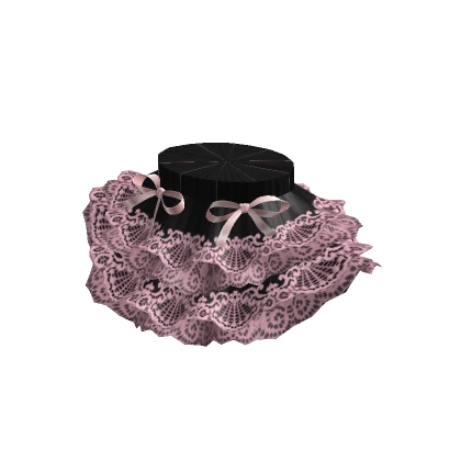 Ruffle Ribbon Lace Skirt Black Pink