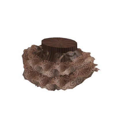 Ruffle Ribbon Lace Skirt Brown