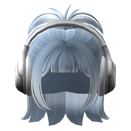 Y2K Popstar Ponytail with Headphones Ash Blue