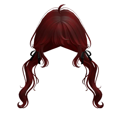 Swirly Pigtails with Ribbons (Red)