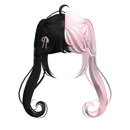 Pigtails with Ribbons (Black & Pink)