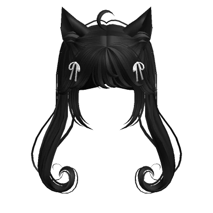 Pigtails with Cat Ears & Ribbons (Black) 