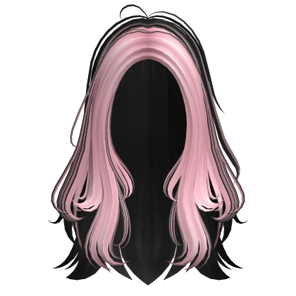 Messy Layered Anime Bed Head Hair (Black & Pink)