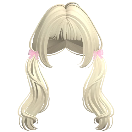 ♡ soft pastel blonde kawaii low pigtails ribbon