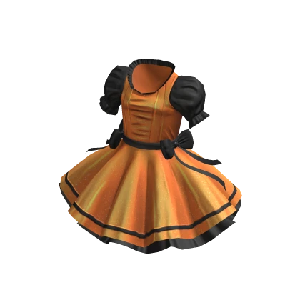 Lovely Ruffled Frilly Dress - Black Orange