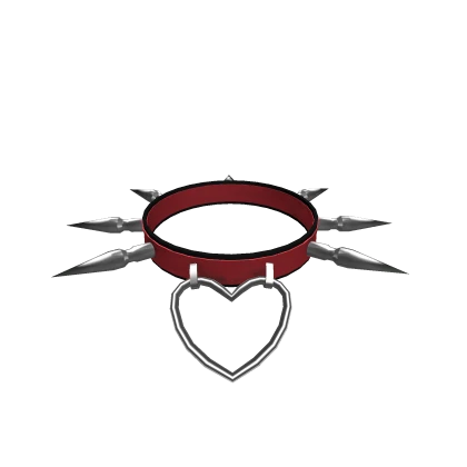 Heart Ring Spike Choker ~ Red