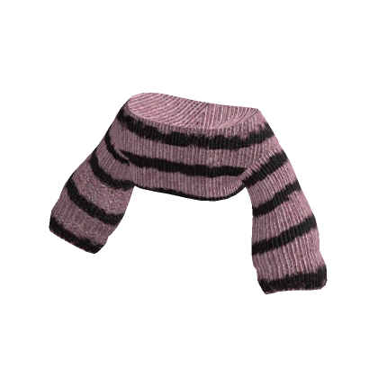 Pink & Black Cropped Striped Knitted Sweater