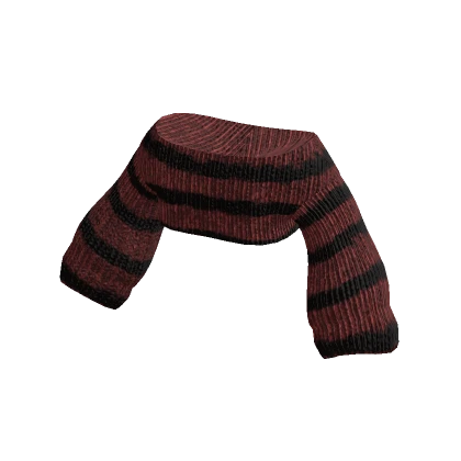 Red & Black Cropped Striped Knitted Sweater