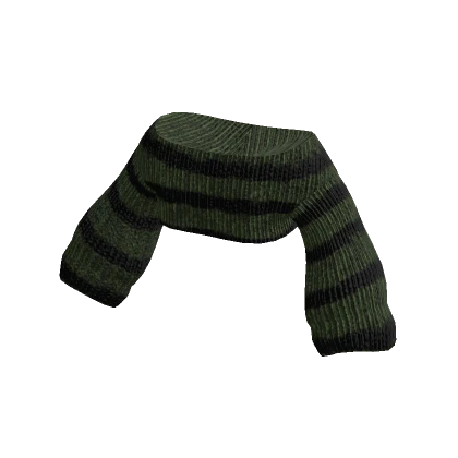 Green & Black Cropped Striped Knitted Sweater