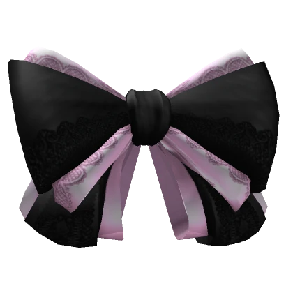 Baby Pink and Black Lace Hairbow