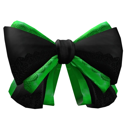 Green and Black Lace Hairbow
