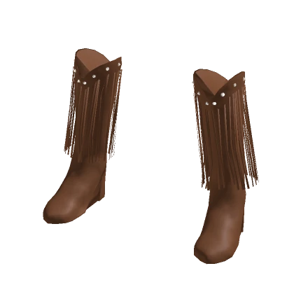 Fringe brown leather western cowboy boots (party)