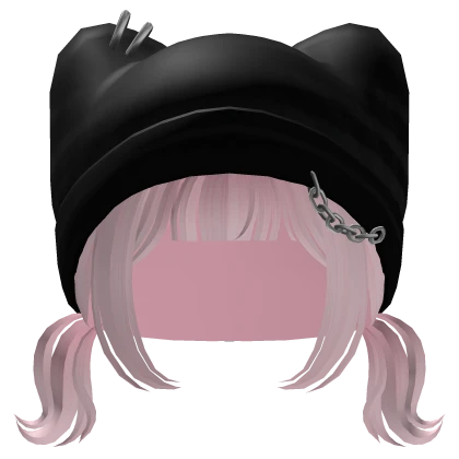 Mini Pigtails and Cat Beanie Pink