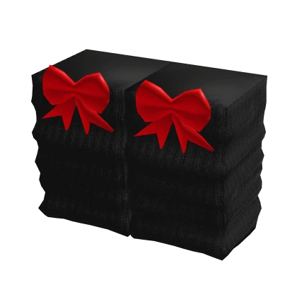 red bow on black leg warmers
