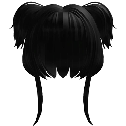 Sweet Short Black Hair With Fluffy Pigtails