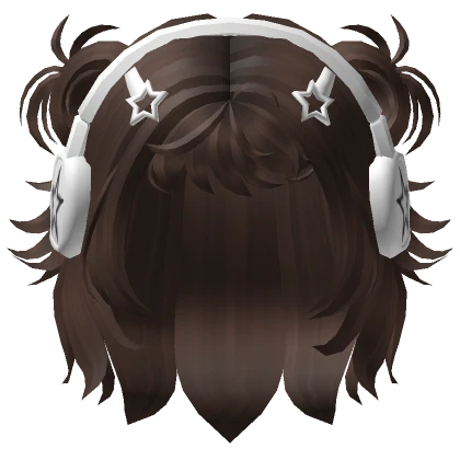 Short Y2K Buns Brown w/ Star Headphones