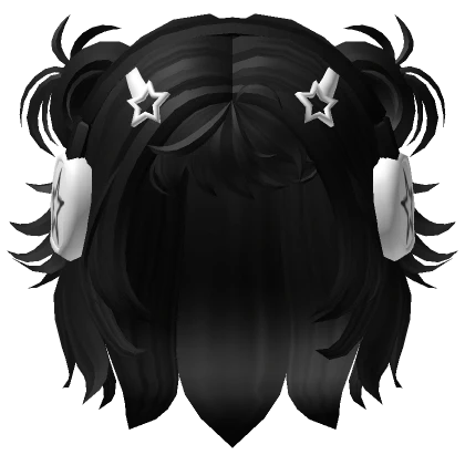 Short Y2K Buns Black w/ Star Headphones