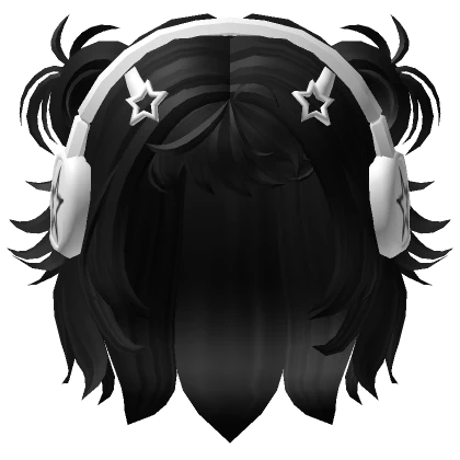 Short Y2K Buns Black w/ Star Headphones