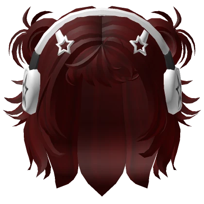 Short Y2K Buns Red w/ Star Headphones