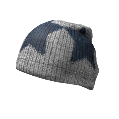 STAR KNIT BEANIE -- WHITE / BLUE