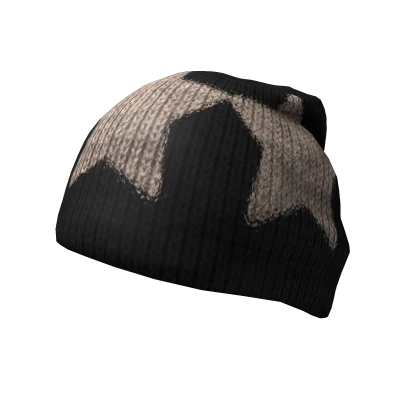 STAR KNIT BEANIE -- BLACK / BEIGE