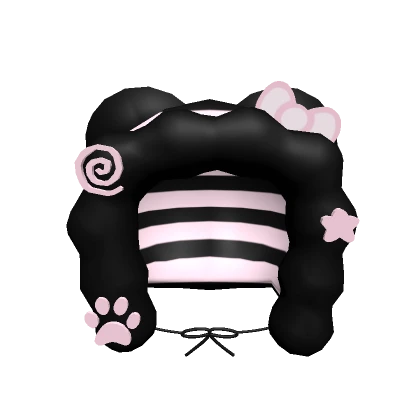 Black & Pink Kawaii Cutecore Fur Hoodie 