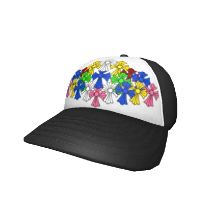 Black Chrome Hearts Multi Color Trucker Cap