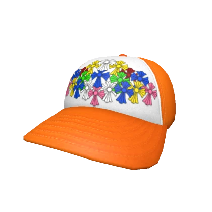 Orange Chrome Hearts Multi Color Trucker Cap