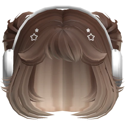 Two-Tone Buns w/ Y2K Star Headphones Light Brown