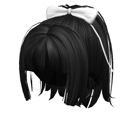 Black Super Cute Hime Cut Ponytail 