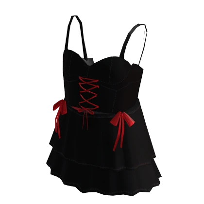 Ballerina corset dress with bows - Black & red