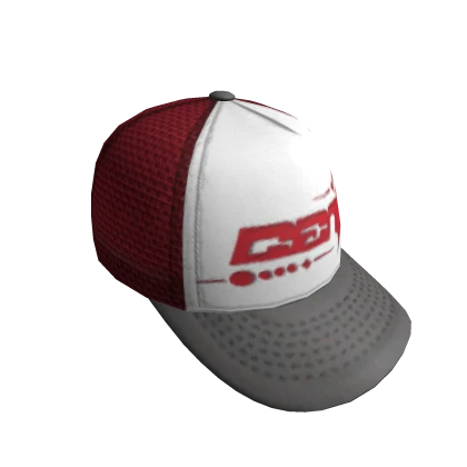 BACKWARDS GENK TRUCKER CAP -- GRAY / RED