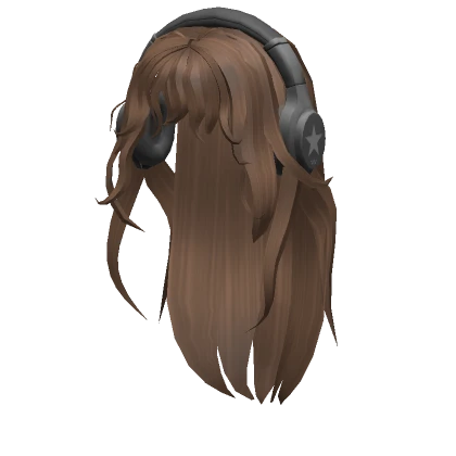 Long Brown Grunge Hair w/ Headphones