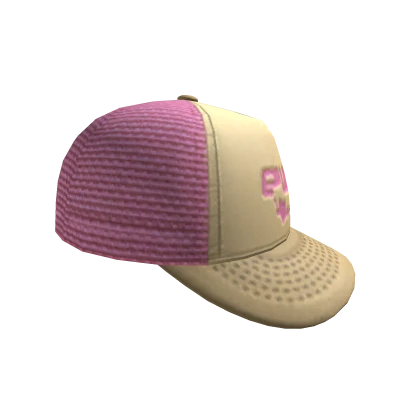 SIDEWAYS EV!L TRUCKER CAP -- CREAM / PINK