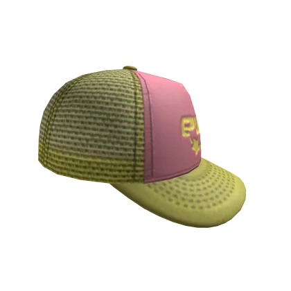 SIDEWAYS EV!L TRUCKER CAP -- YELLOW / PINK