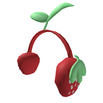 kawaii strawberry red earmuffs with leaf 