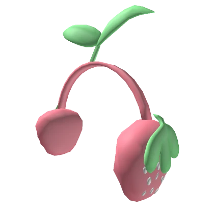 kawaii strawberry pink earmuffs with leaf 