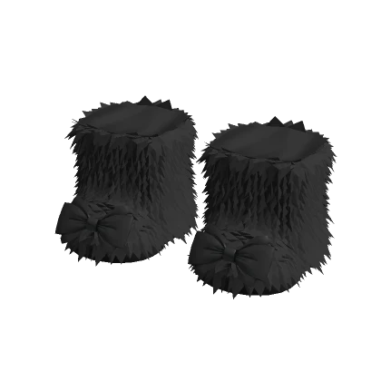 y2K Black Fur Fluffy Boots w/ Bow 3.0