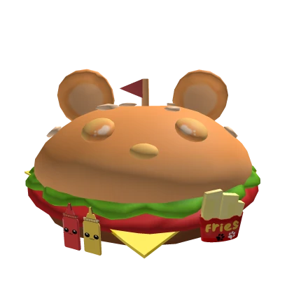 kawaii fast food bear burger hat w chips ☆