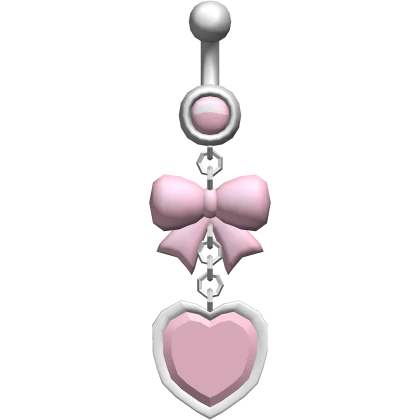 ♡ 3.0 pink heart bow belly piercing 