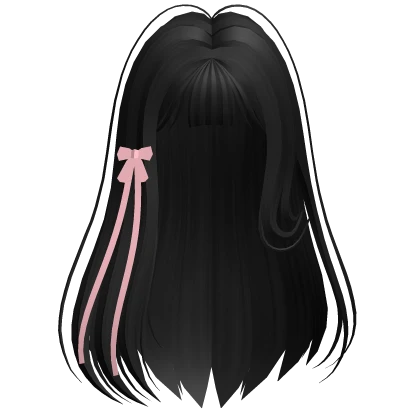 Straight Hair with Ribbon Black