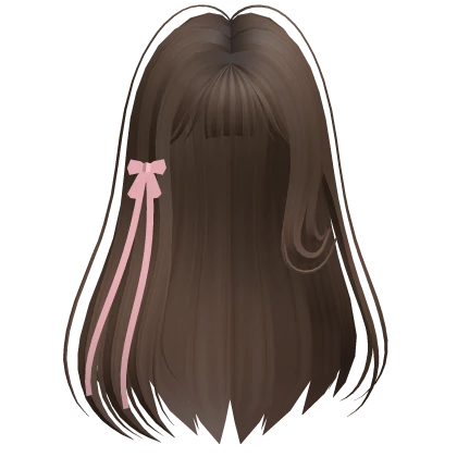 Straight Hair with Ribbon Brown