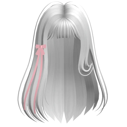 Straight Hair with Ribbon White