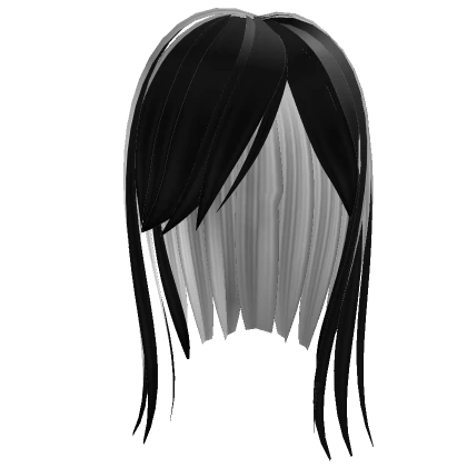 Gothic Hair with side bangs (White on Black)