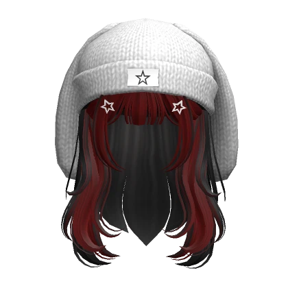 Two tone Grunge hair w/ bunny beanie in Red