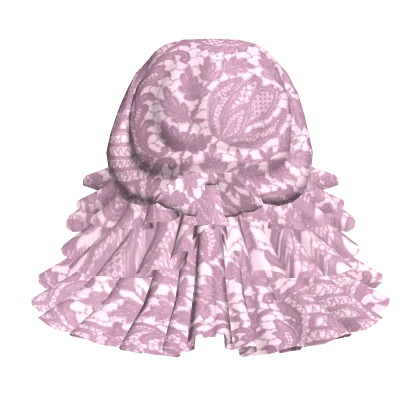 Dragging Train Back Bustle in Pink Lace 