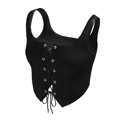 Goth leather lace-up corset top - Black